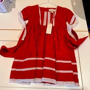 Well Dressed Wolf Red and White Kids Dress